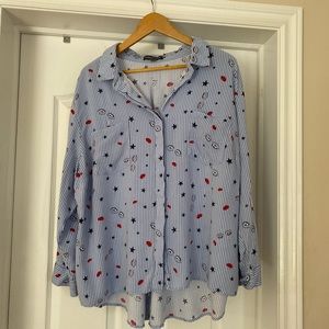 High Low Print Blouse